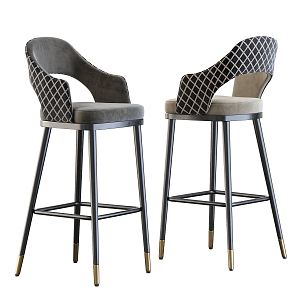 high quality Solid Wood Soft Stainless Steel Bar Stool 3d model