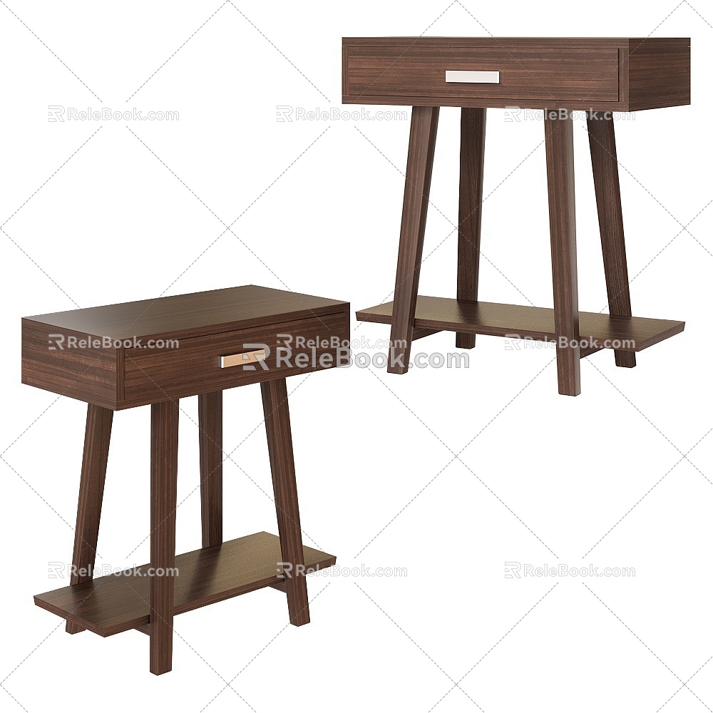 LC solid wood bedside table 18 3d model