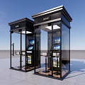 Modern Public Reading Booths With Transparent Glass Structure And Electronic Screens