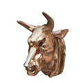 Stylish Decorative Ornament Set With Bull Head Sculpture Brown Black Shiny Finish For Home Decor