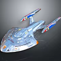 Silver Explorer Spaceship With Streamlined Design And Colorful Wings For Space Exploration