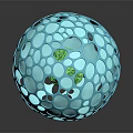Decorative Blue Sphere With Circular Holes On Surface And Reflective Finish 3d model