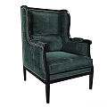 Elegant Emerald Green Velvet Accent Chair With Black Wooden Frame And Nailhead Trim