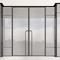 Modern Swing Door Design With Glass Panels And Black Metal Frame For City View