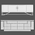 Modern Dark Wood Sideboard With Gold Metal Accents And Panel Frame Design