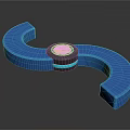 Modern Blue Public Chair With Black Wireless Charging And Curved Design