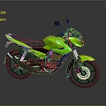 Green Modern Motorcycle With Sleek Body Black Seat And Stylish Wheels Design