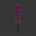 3D Model of Decorative Spear with Pink and Purple Intricate Spiked Design