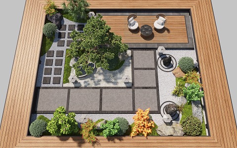 New Chinese Kraft Landscape Gardening Landscape Plant Landscape Sits Courtyard Landscape Moss Landscape Kraft Landscape 3d model