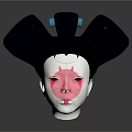 Stylish Decorative Headpiece With White Face Pink Patterns And Black Top Design 3d model