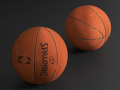 Two Spalding Basketballs With Orange Color And NBA Logo For Sports Equipment 3d model