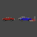 Colorful Collection Of Pickup Trucks With Red Green Blue And Gray