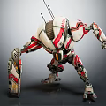 Sci Fi Biomechanical Robot Character With Red And White Mechanical Features 3d model
