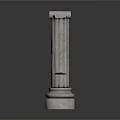 Stone Pillar Fragments Floating Around Pedestal Base in 3D Rendering 3d model