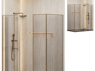 Modern Shower Sauna Interior Design With Glass Enclosure And Metal Frame 3d model