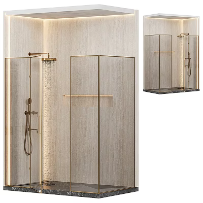 Modern Shower Sauna Interior Design With Glass Enclosure And Metal Frame 3d model