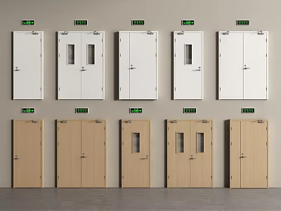 Various Styles Of Double Doors White Wooden And Glass Panel Design 3d model