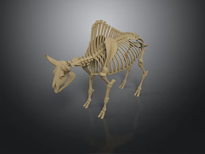 Animal Skeleton Model Featuring Horned Skull And Detailed Bone Structure 3d model