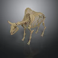 Animal Skeleton Model Featuring Horned Skull And Detailed Bone Structure