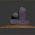 Purple Crystal Specimens Displayed On A Brown Natural Stone Base