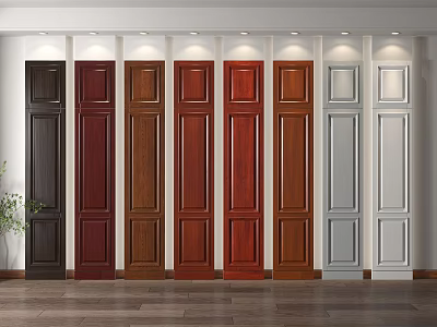 Various Colored Interior Doors Display Different Wood And Paint Finishes 3d model
