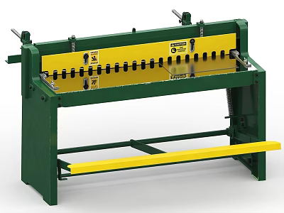 Industrial Metal Bending Machine With Green Frame And Yellow Workbench For Metalworking 3d model