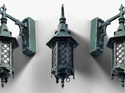 Vintage Style Wall Sconces With Ornate Metal Frame And Glass Shade Design 3d model