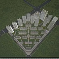 Aerial View Residential Planning With High Rise Low Rise Buildings And Central Green Areas