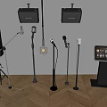 KTV self-service song machine display floor bracket wall-mounted audio bracket microphone 3d model