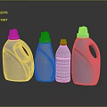 Various Sizes Laundry Detergent Bottles With Silver Bodies And Pink Caps As Daily Necessities