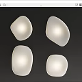 Four Modern White Irregular Pebble-like Wall Lights With Soft Glow On Dark Wall 3d model