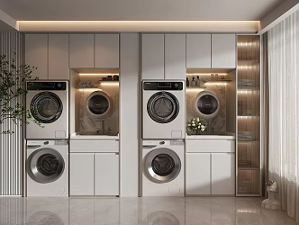 Modern Washing Machine Cabinet Balcony Cabinet 3d model
