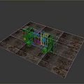 Rusty Metal Floor With Industrial Entrance Structure And Weathered Metal Frames