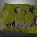 Realistic Natural Terrain With Lush Green Vegetation Rocky Cliffs And Undulating Landscape