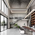 Modern Teahouse With Marble Wall Wooden Shelves Tea Table And Stools