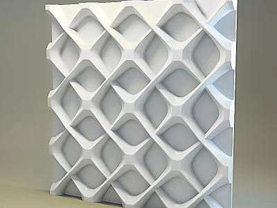 White 3D Geometric Sculpture Carving With Grid Pattern And Hollow Structure 3d model