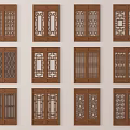 New Chinese-style casement window flower window combination 3d model