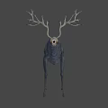 Game Movie Character Blue Deer With Large Antlers And Fantasy Design