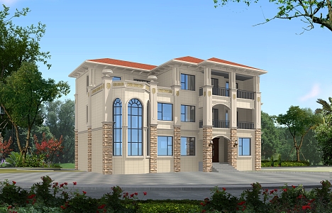 European-style single-family villa 3d model