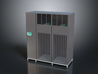 Industrial Gray Air Handling Unit With Ventilation Grilles And Control Panel 3d model