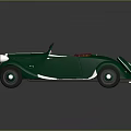 Vintage Green Convertible Car with Red Soft Top Classic Retro Design and Chrome Accents