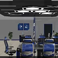 Modern Public Security Monitoring Room With Control Console And Large Screens