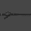 Tactical Black Rifle With Scope Barrel And Stock On Orange Background