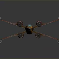 Vibrant Red And Yellow X Wing Fighter Model With Detailed Wings And Engines