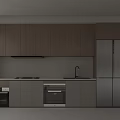Modern Kitchen With Natural Wood Cabinets White Countertop And Stainless Steel Appliances