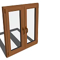 Wooden Double Doors With Glass Panels And Metal Handles Design