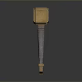 Durable Golden Hammer Hardware Tool With Textured Head And Patterned Handle 3d model