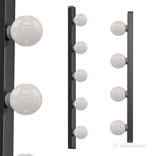 Modern Decorative Wall Light With Multiple Spherical Bulbs And Black Frame 3d model