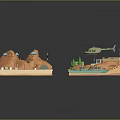 Diverse Scenic Components with Miniature Models in Desert Urban Green and Water Environments