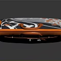 Stylish Orange And Gray Leather Handbag With Decorative Pattern And Top Handles